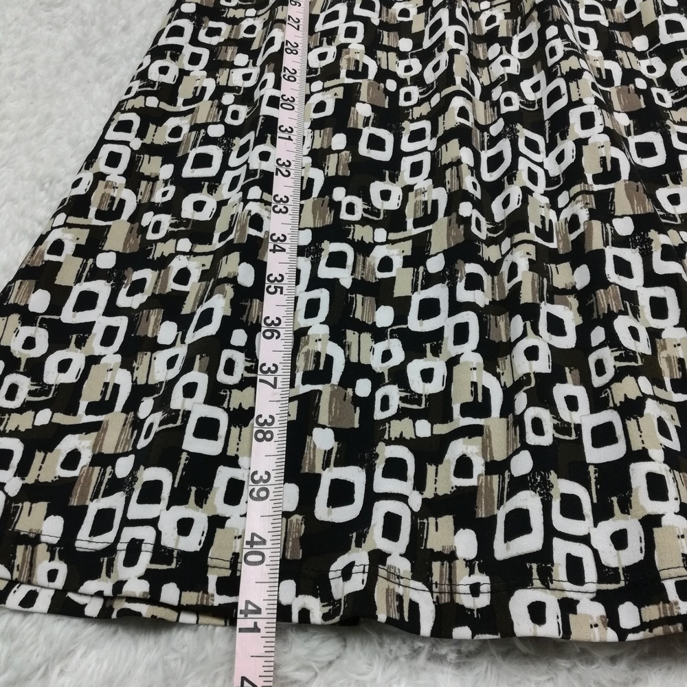 Notations Womens Dress Midi Geometric Print Black White Short Sleeve Keyhole M - Picture 5 of 11